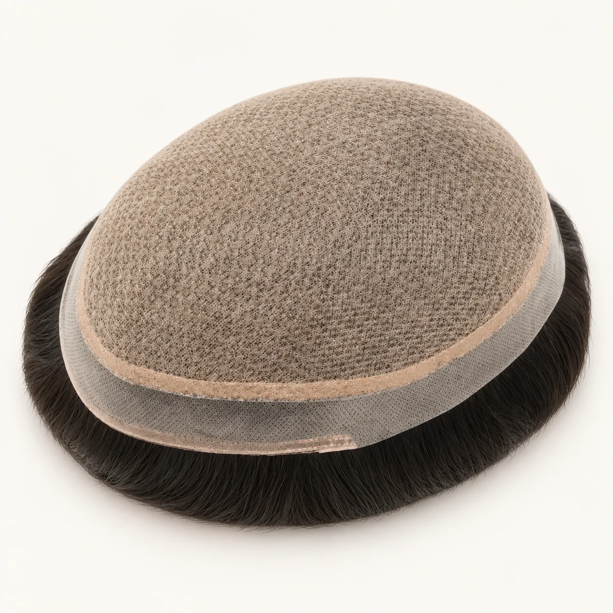 Men’s hair topper hair system in dark brown